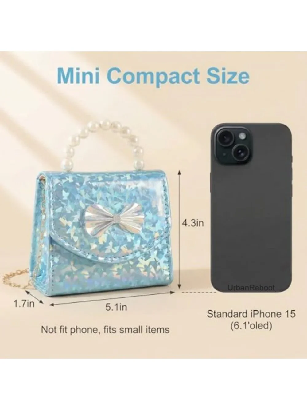 Girls Mini Purse PU Leather Pearl Handle Crossbody Bag Kids Handbag